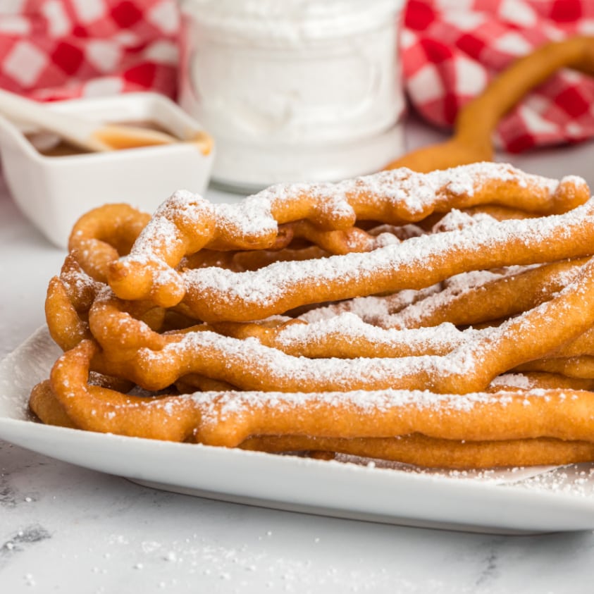 Funnel Cake Fries with powdered sugar