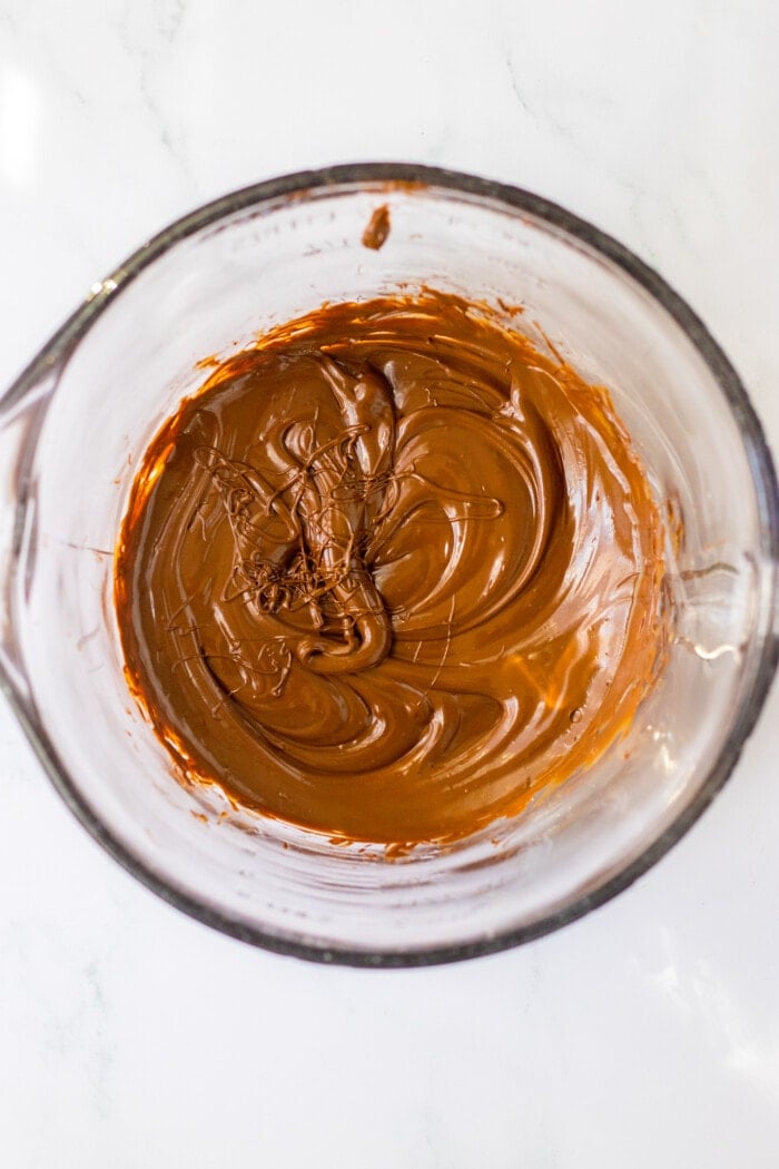 Melting the chocolate chips.