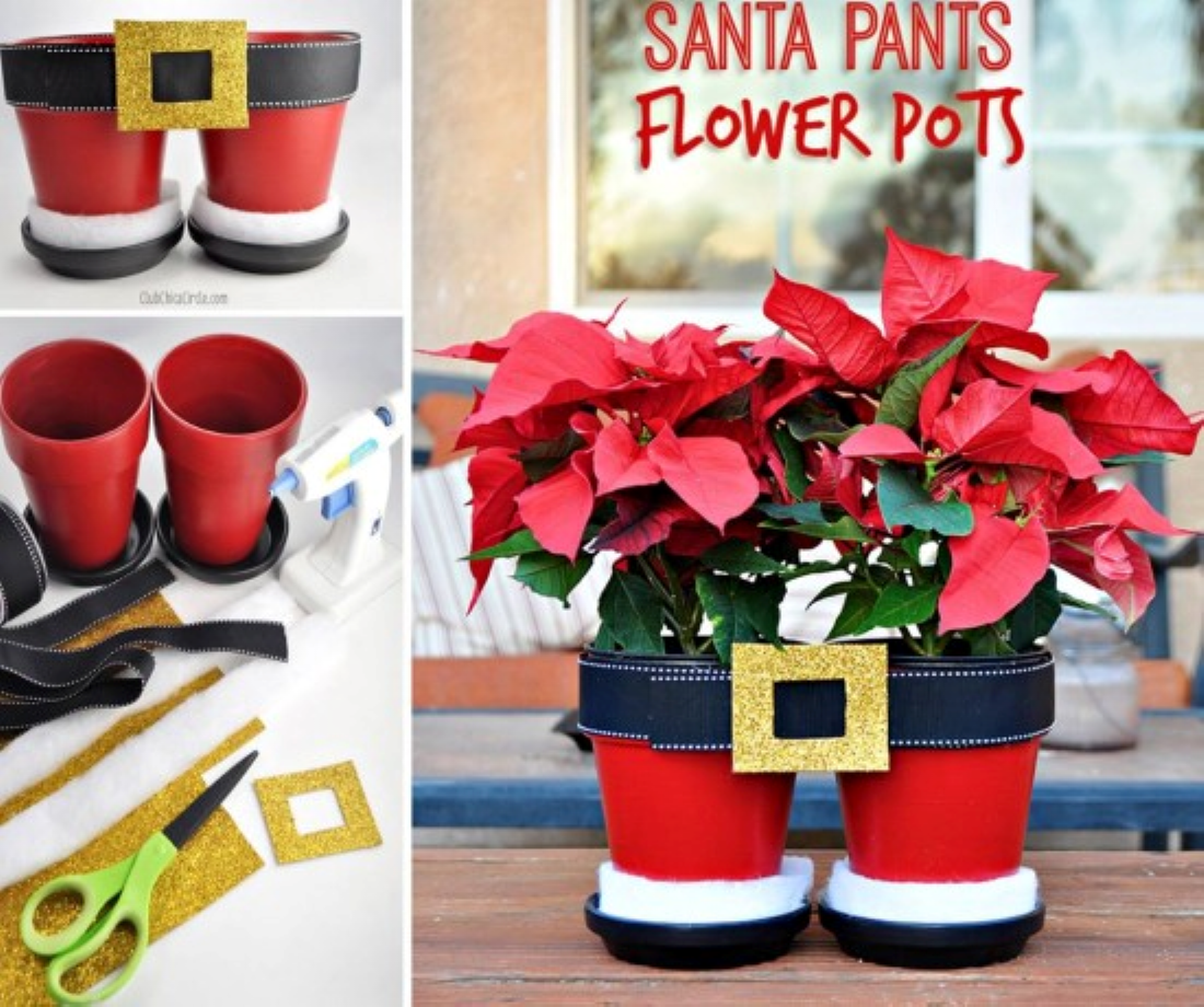 Santa Pants Flower Pots for Christmas