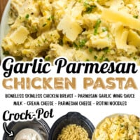 Crockpot Garlic Parmesan Chicken Pasta pin