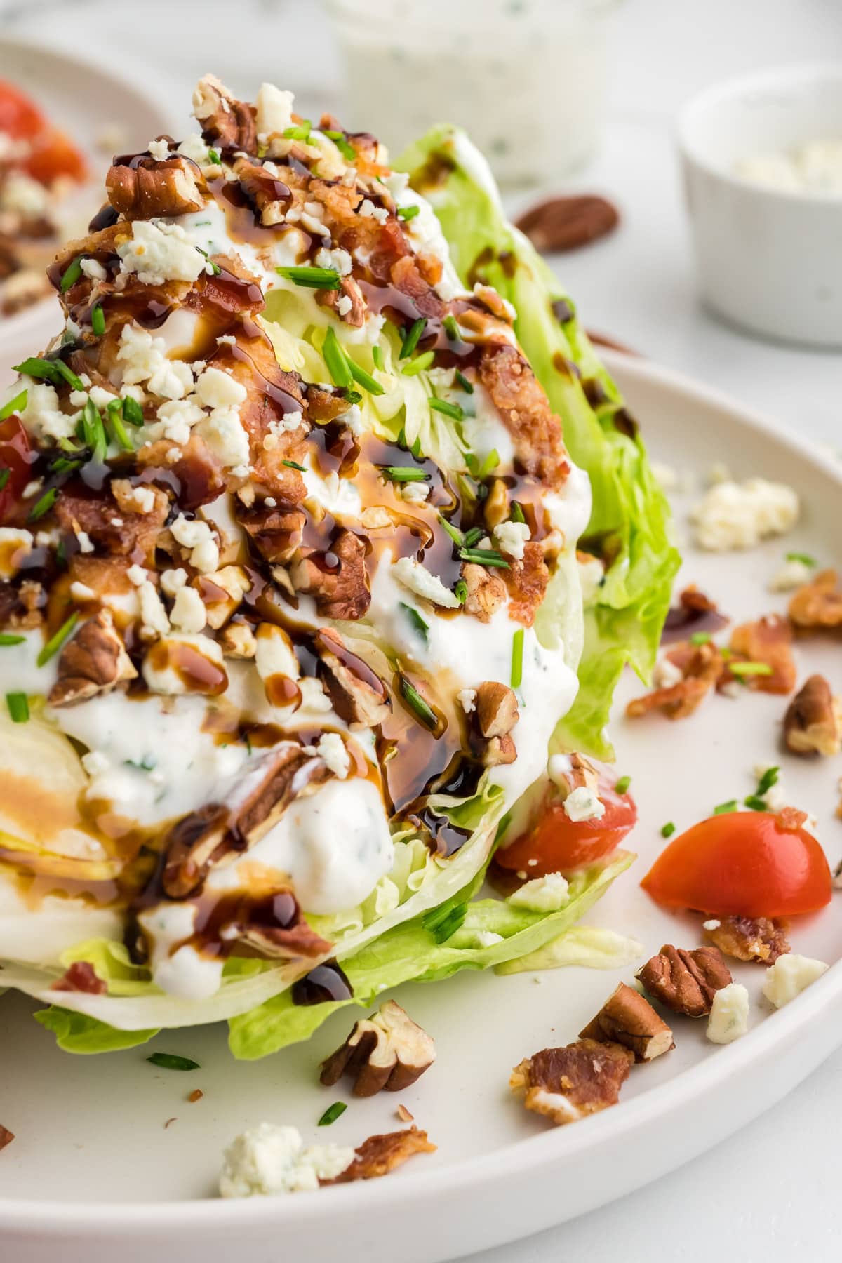 Close up of a wedge salad