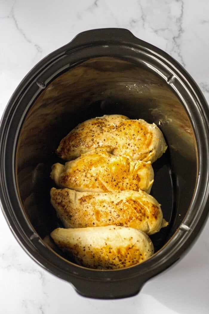 browned chicken in crockpot