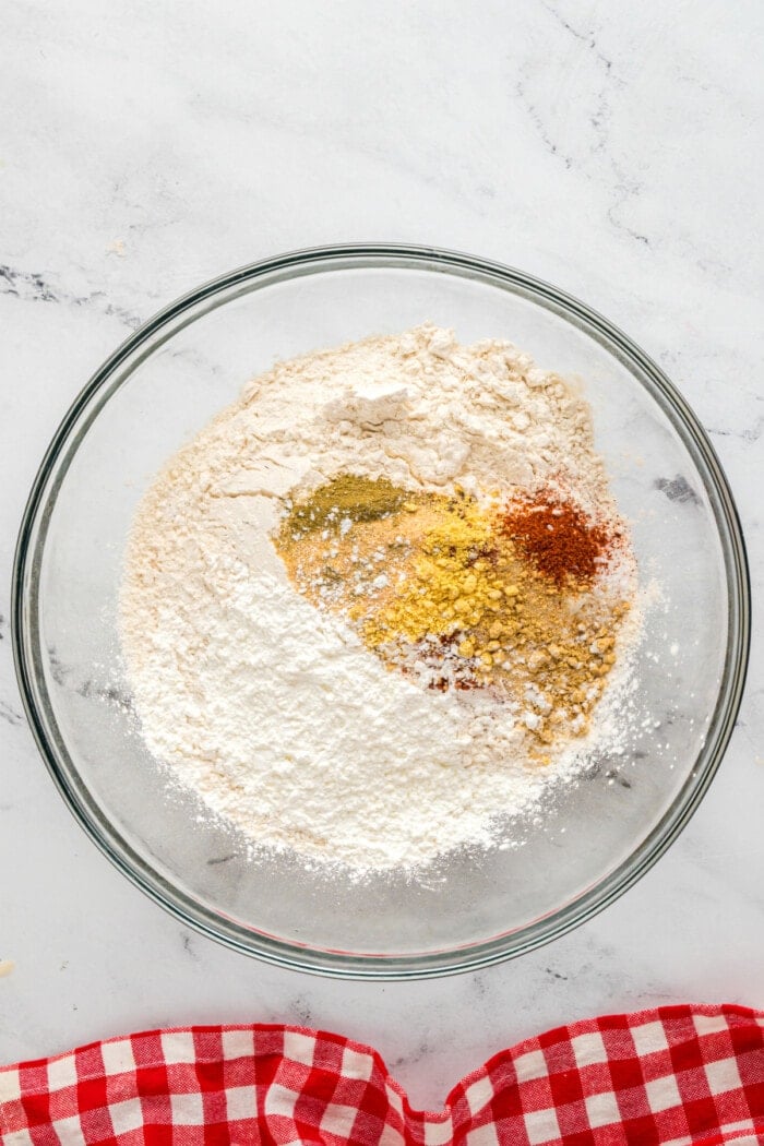 flour, corn starch and seasoning