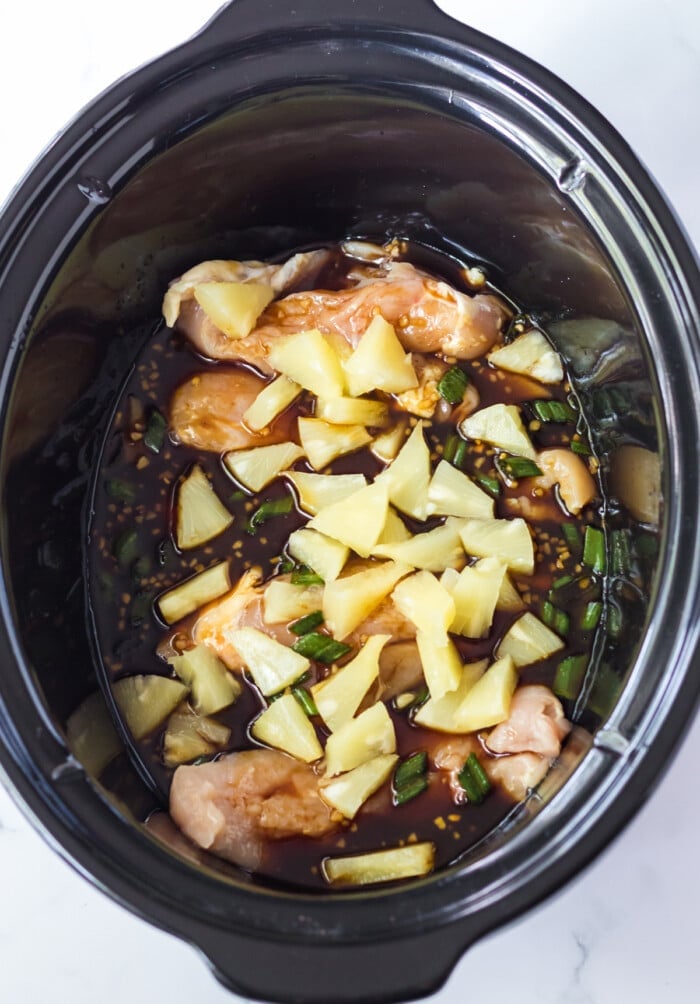 chicken with sauce in slow cooker f