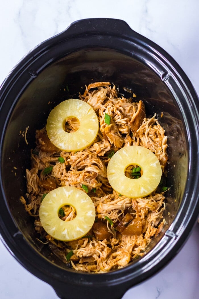 shredded chicken for sliders in slow cooker with pineapple