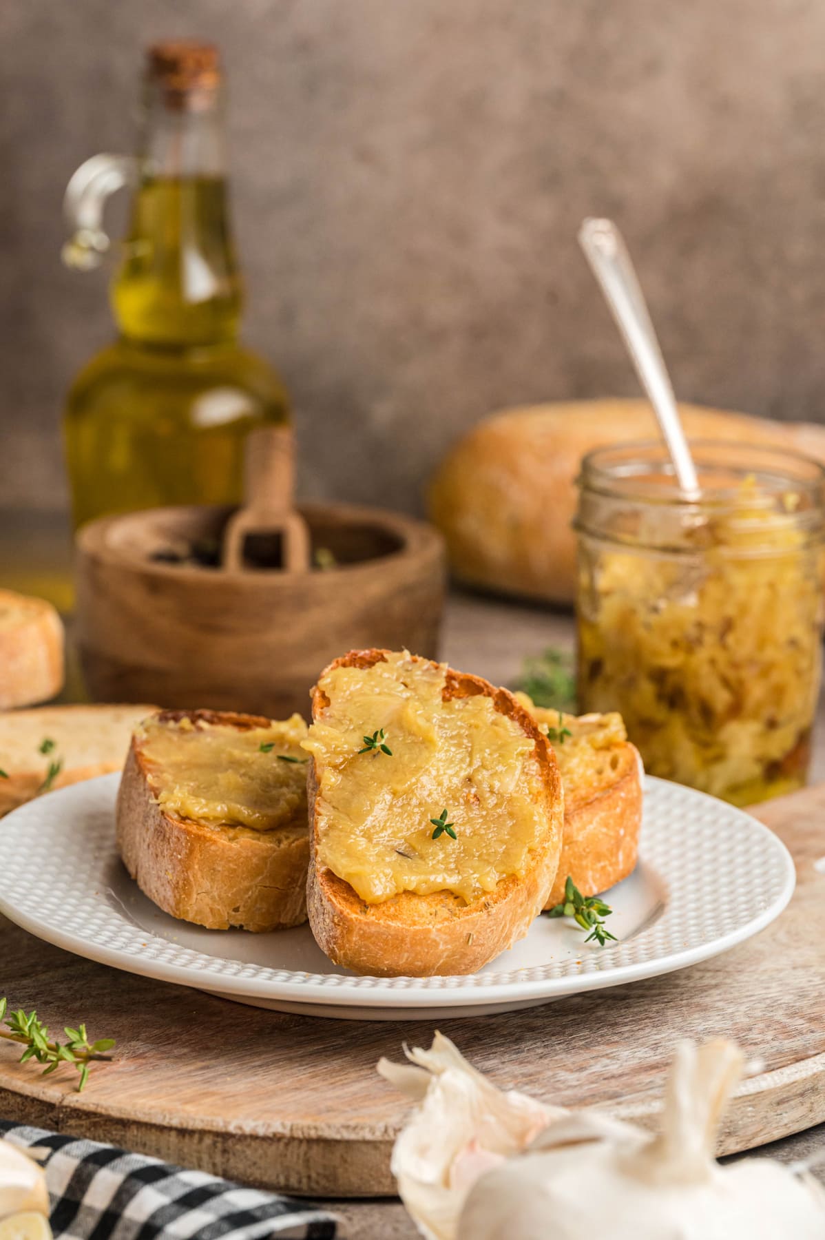 Garlic confit spread on toast
