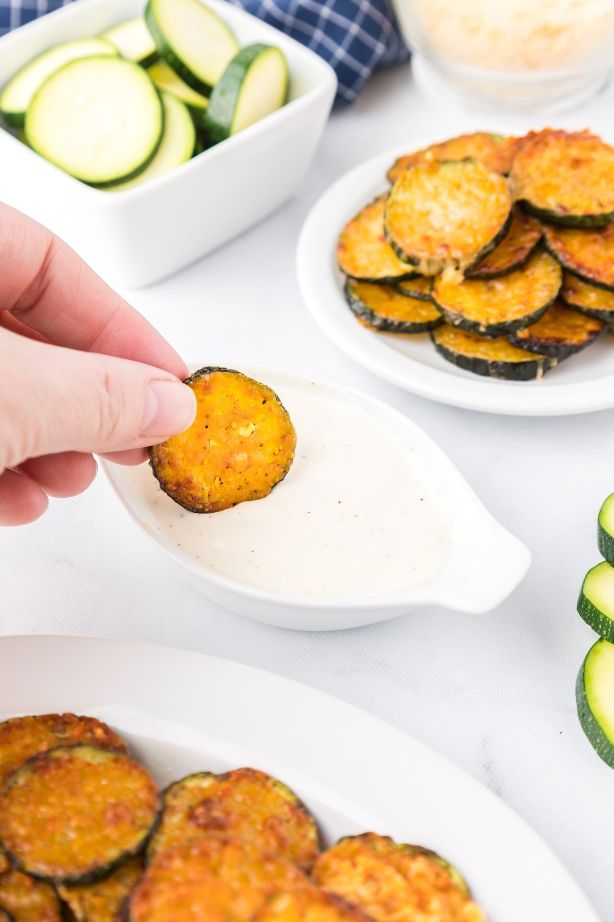 parmesan zucchini dipped in ranch dressing