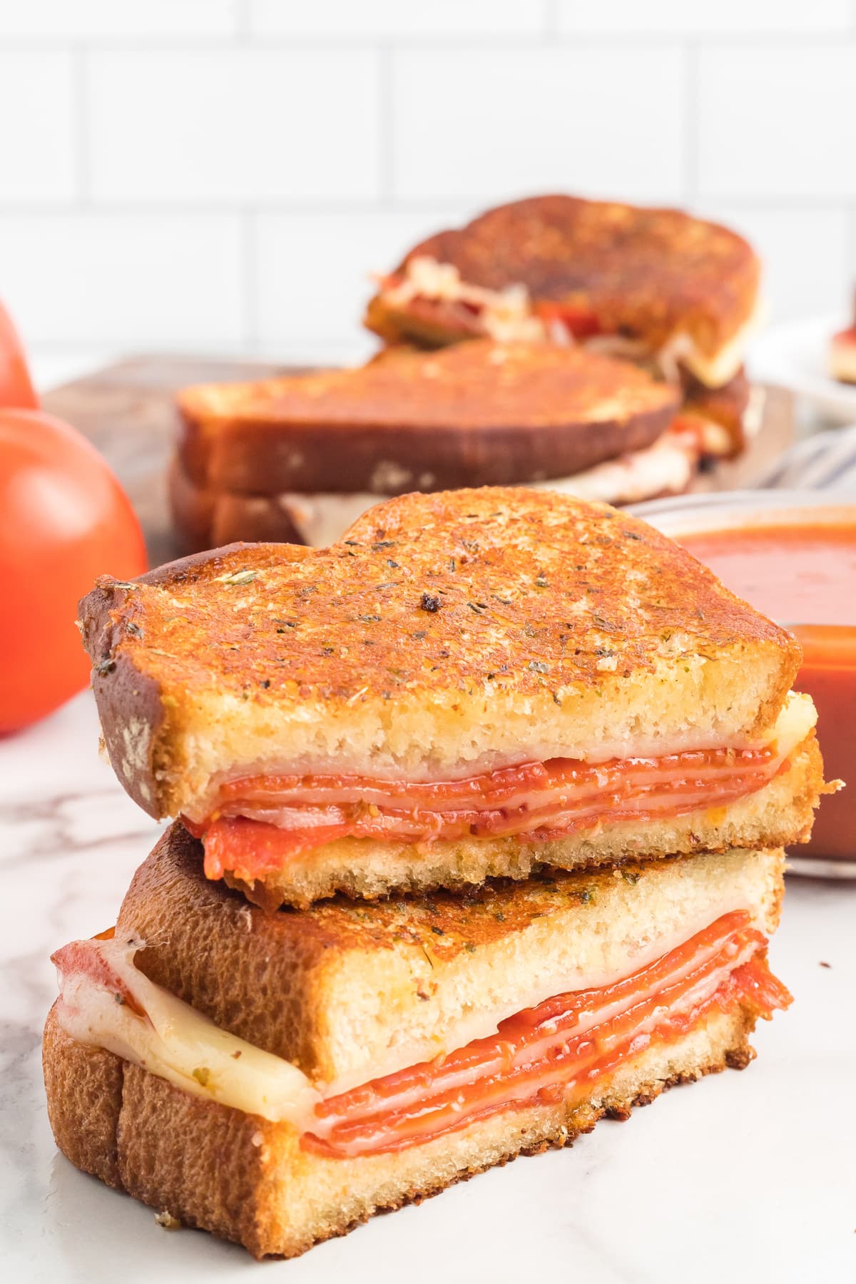 pizza grilled cheese stacked
