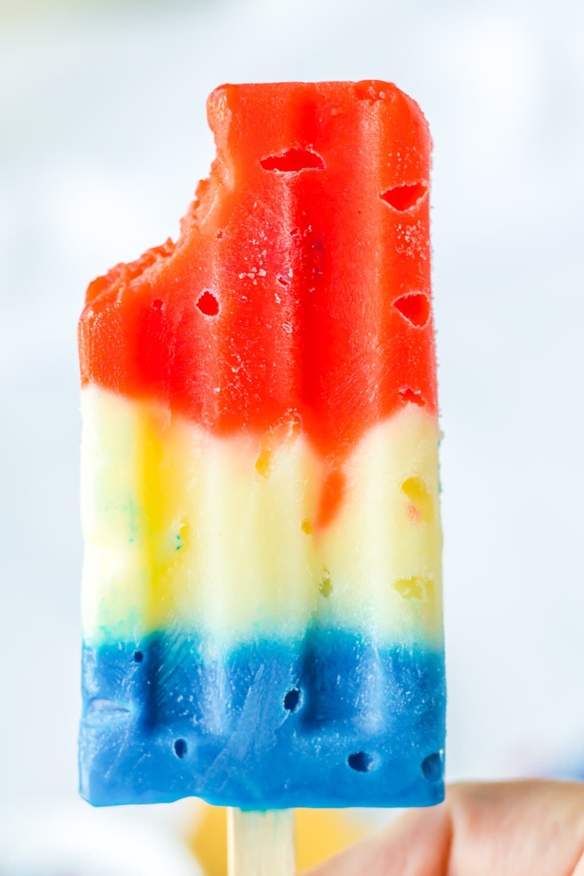 Red White and Blue Popsicles with a bite taken out