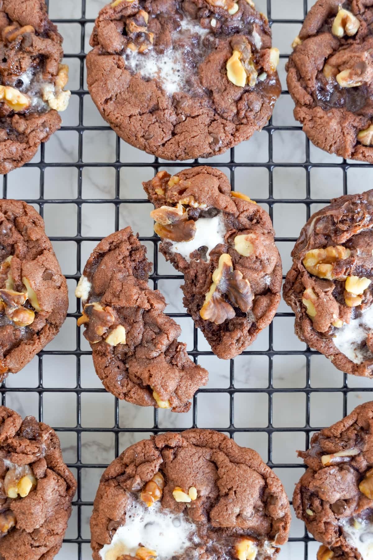 rocky road cookies on cooling rack