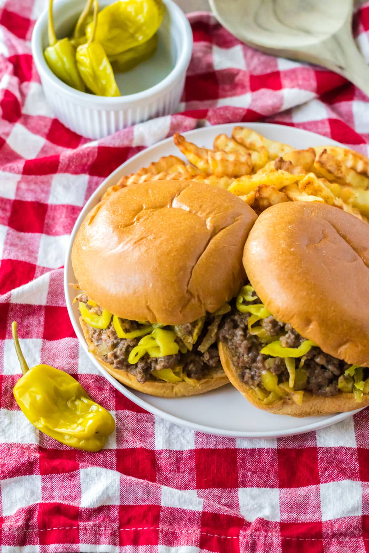 Mississippi Sloppy Joes on a plate with fries