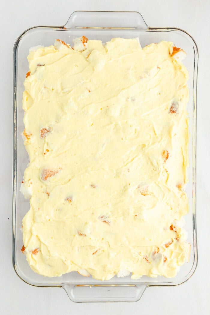 custard layer over cake