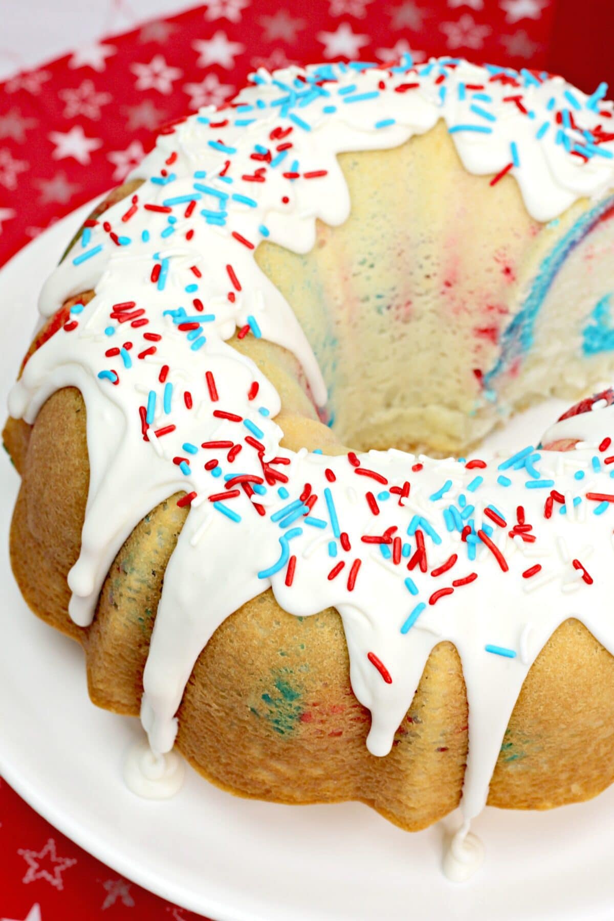 red white and blue bundt cake
