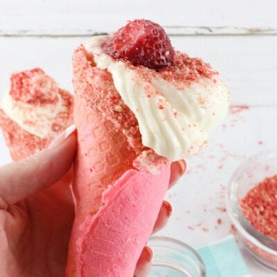 Strawberry Crunch Cheesecake Cones feature