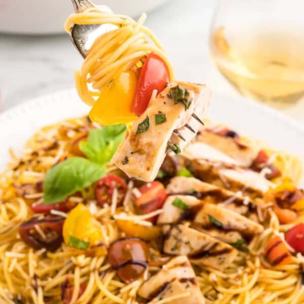 Bruschetta Chicken Pasta feature