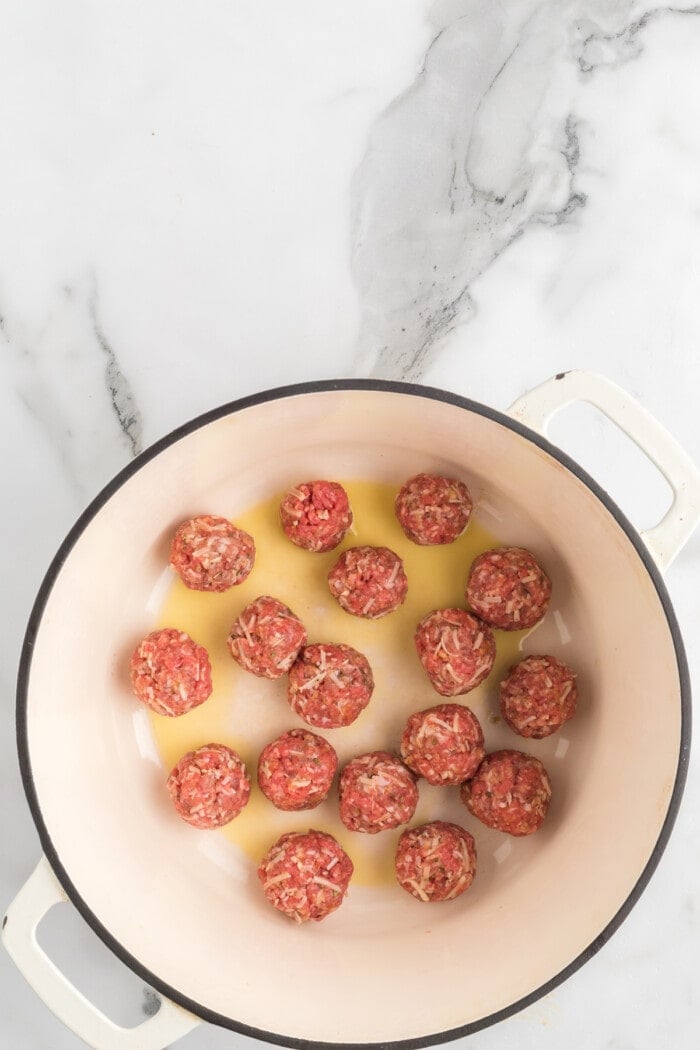 meatballs in sauce pot