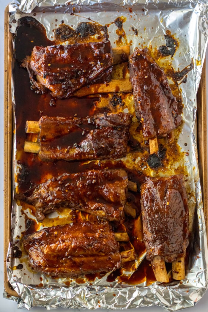 chinese spare ribs on foil cooked under broiler