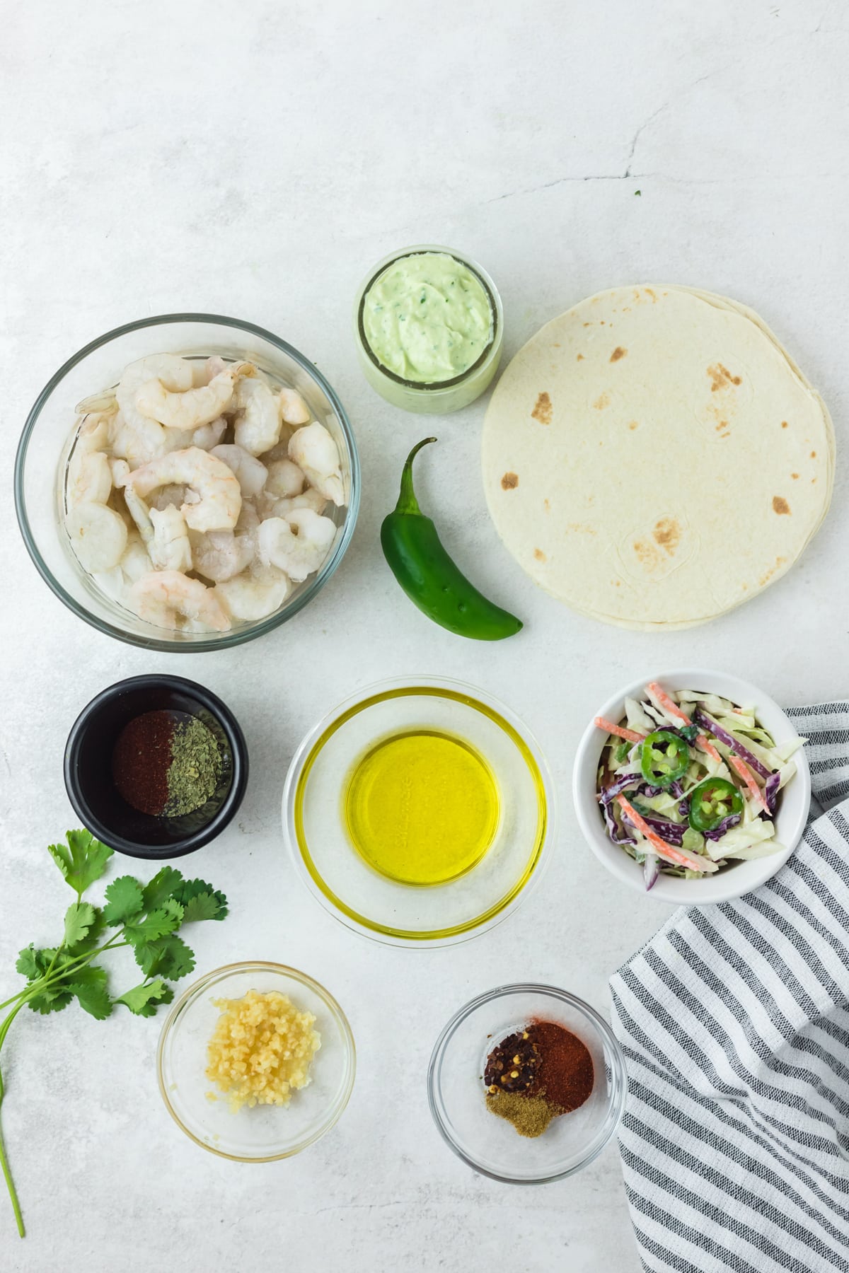 ingredients needed to make spicy shrimp tacos