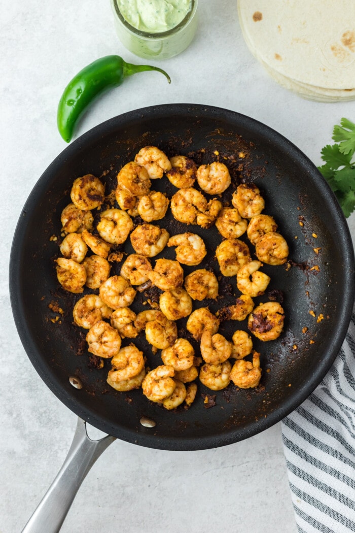 spicy shrimp cooked in pan