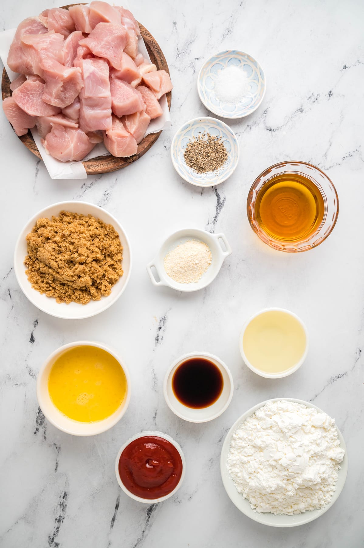 Homemade sweet and sour chicken ingredients