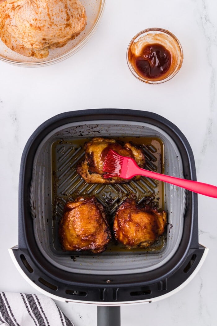 BBQ sauce on chicken thighs in air fryer