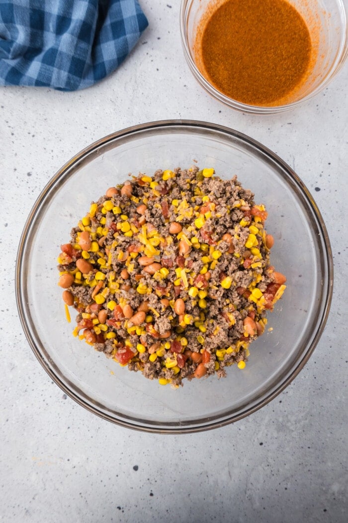 filling for cowboy cornbread casserole in bowl