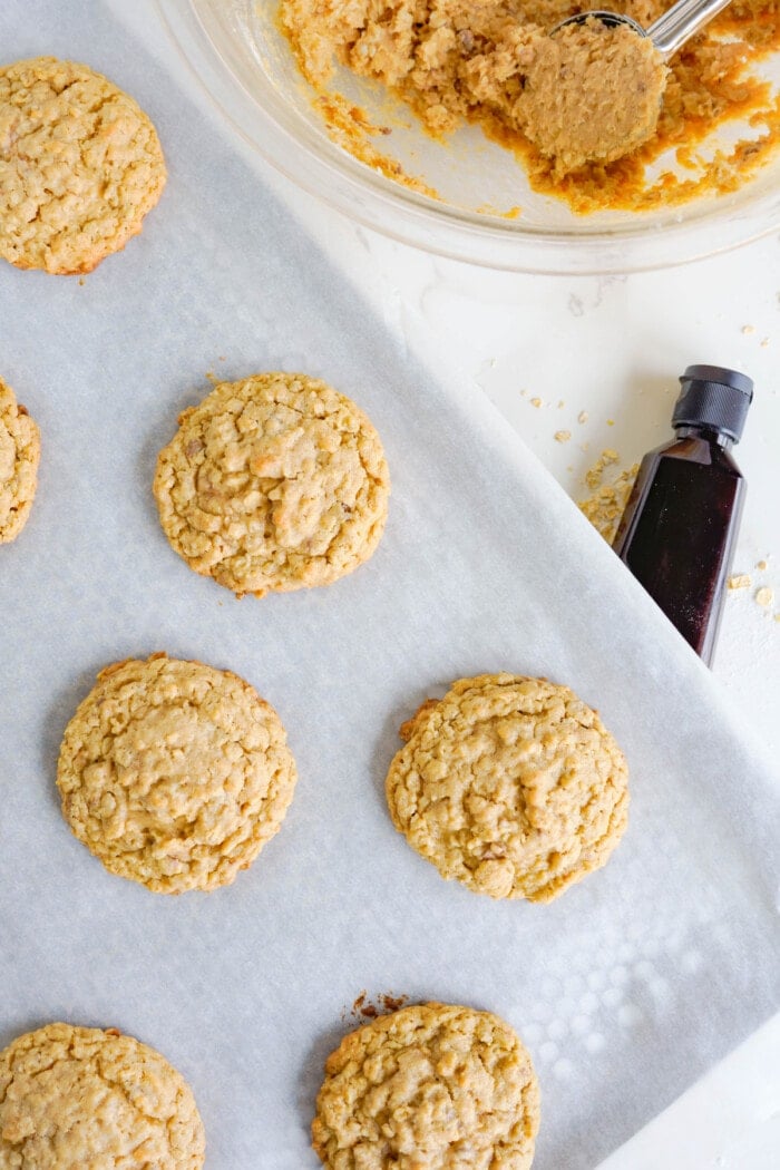 peanut butter oatmeal cookies baked