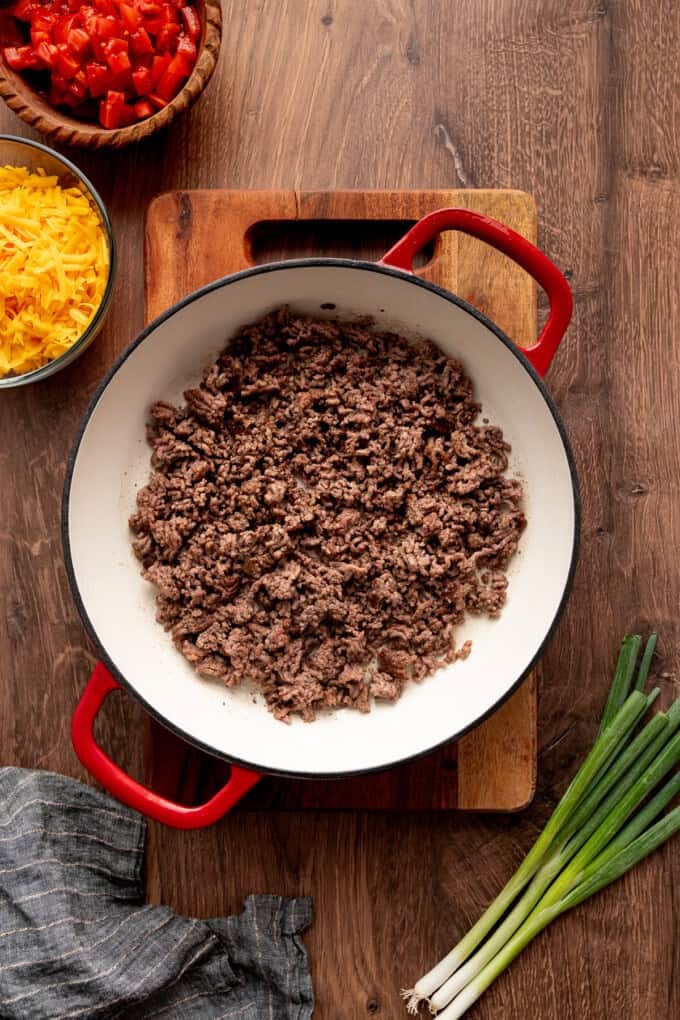Ground beef in a pan