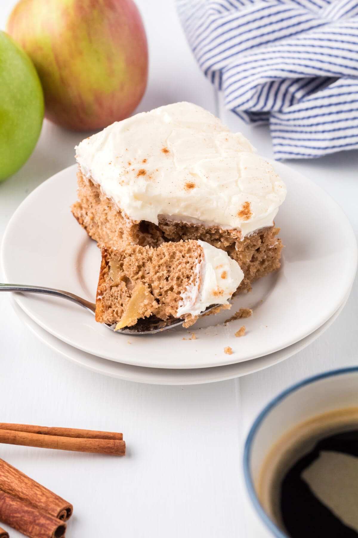 A slice of 3-ingredient Apple Cake on a plate
