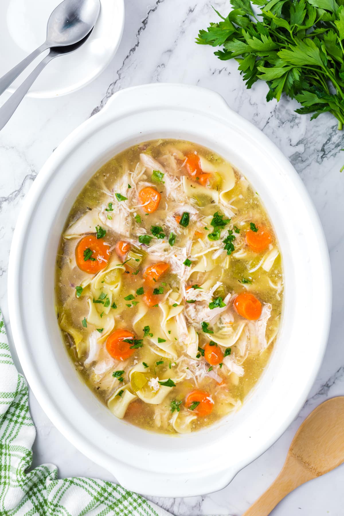Chicken noodle soup in the crockpot