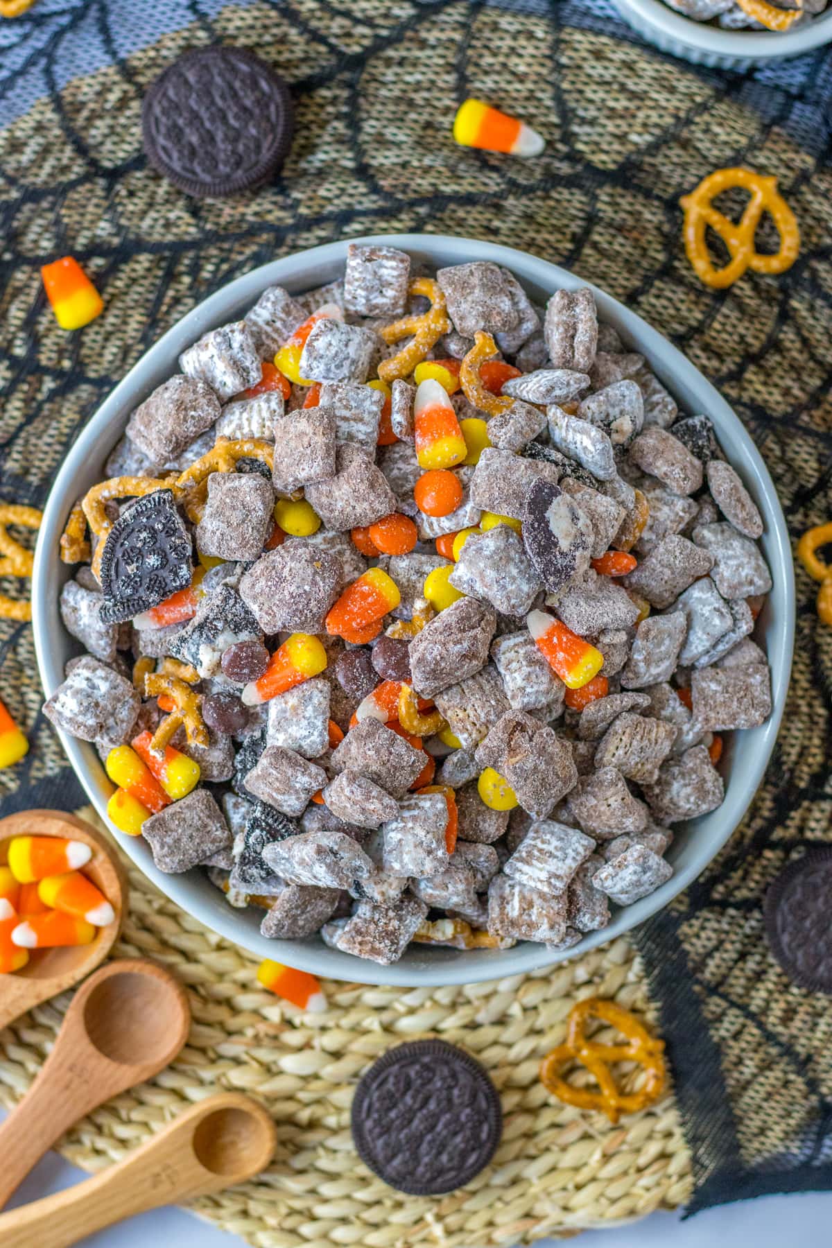 halloween puppy chow in a bowl
