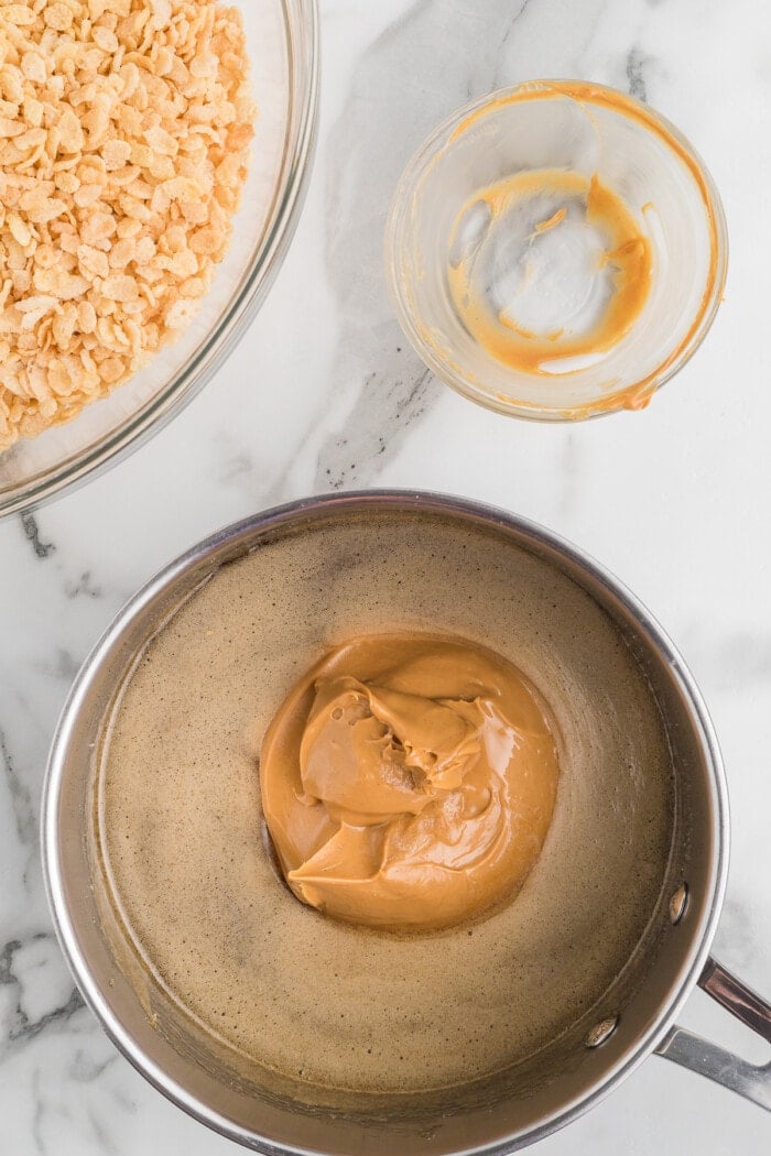 peanut butter added to a pot