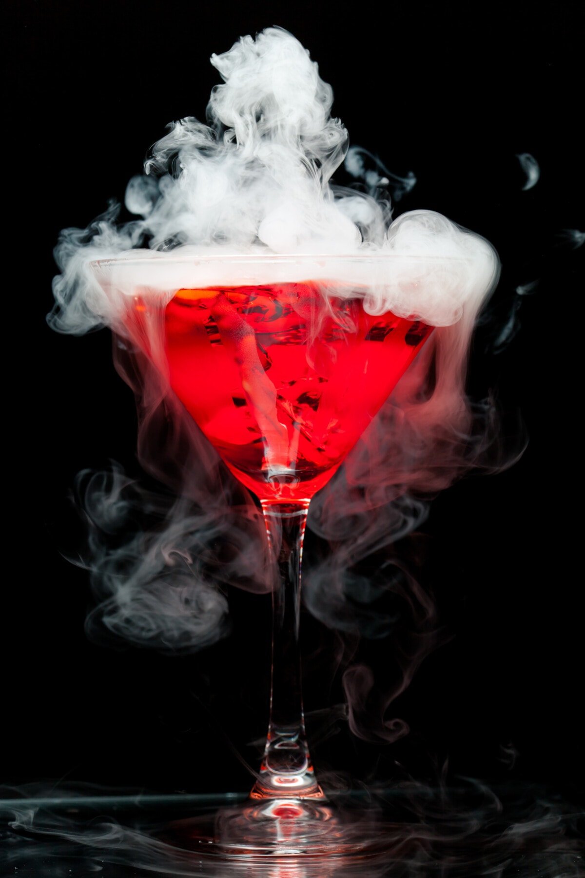 dry ice in a martini glass