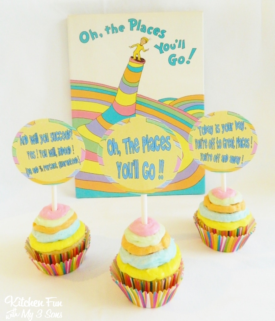 Dr. Seuss Oh the places you'll go cupcakes
