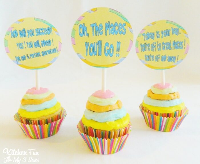 Dr. Seuss Oh the places you'll go cupcakes