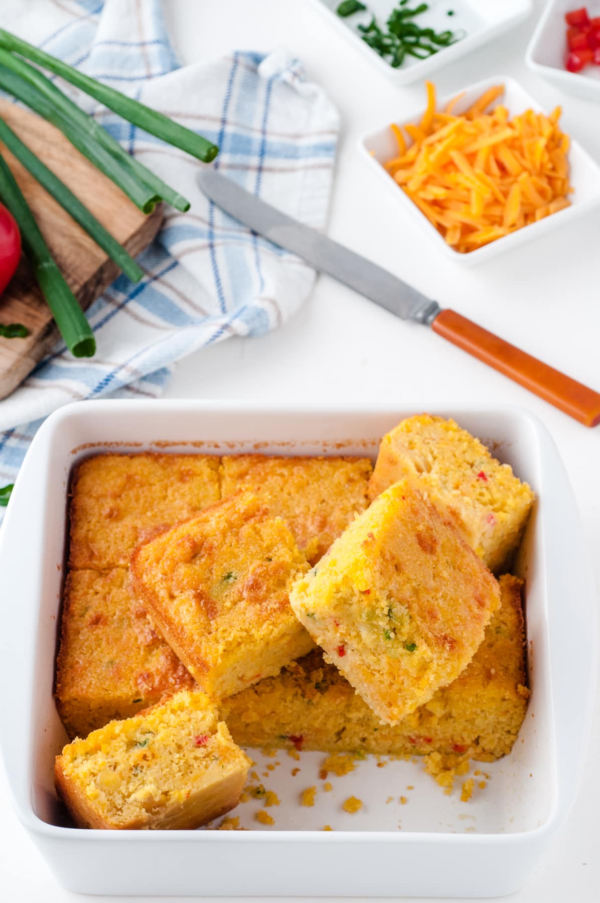 Mexican cornbread baked in pan
