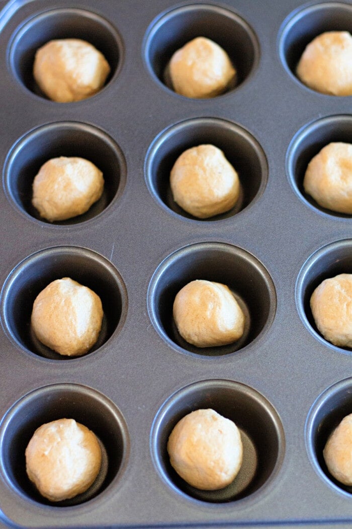 peanut butter cup cookies in muffin pan