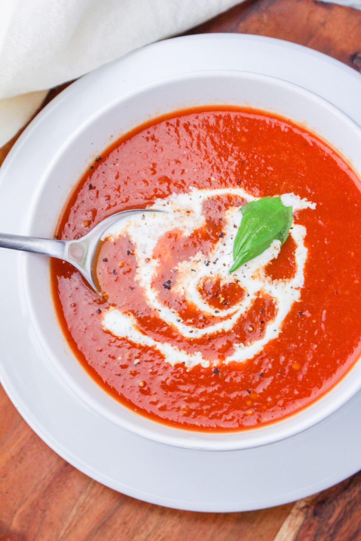 crockpot tomato soup in a bowl