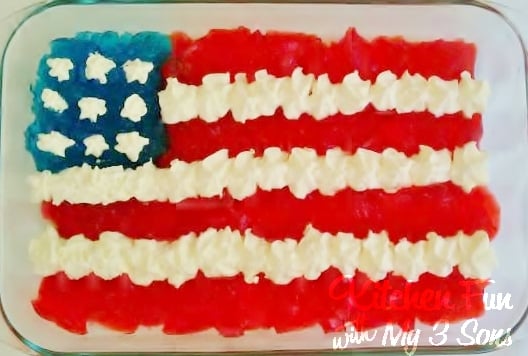 American flag made from jell-o and whipped cream