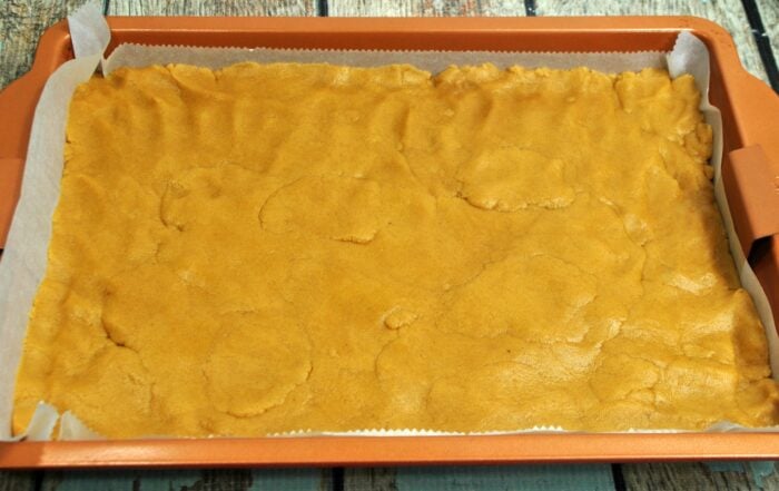 Peanut butter dough in a pan