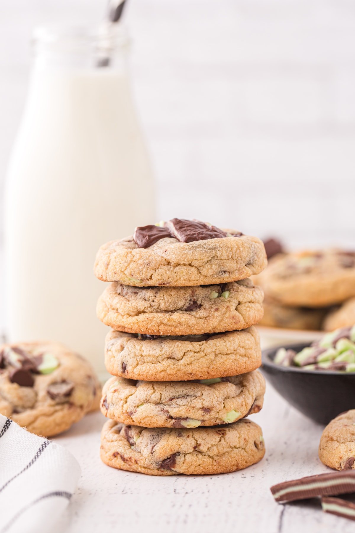 Stacked Andes Mint Cookies.