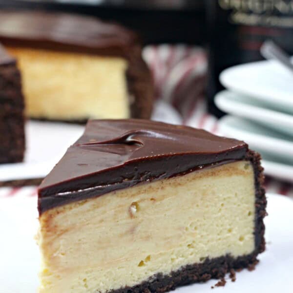 Bailey's cheesecake slice on a plate