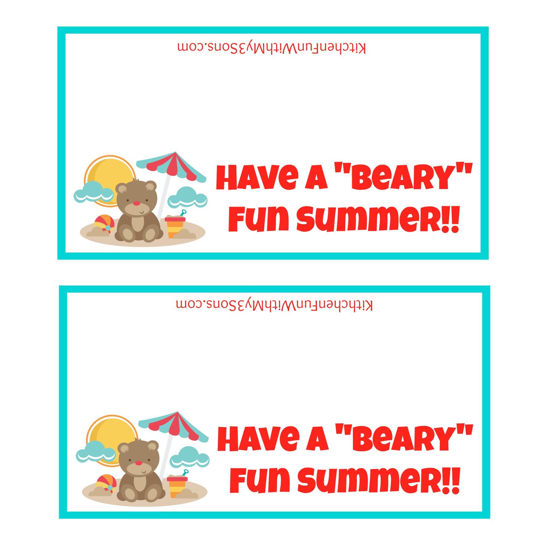 Have a  Beary Fun Summer printable