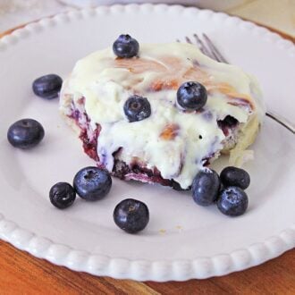 Blueberry Cinnamon Roll on a plate