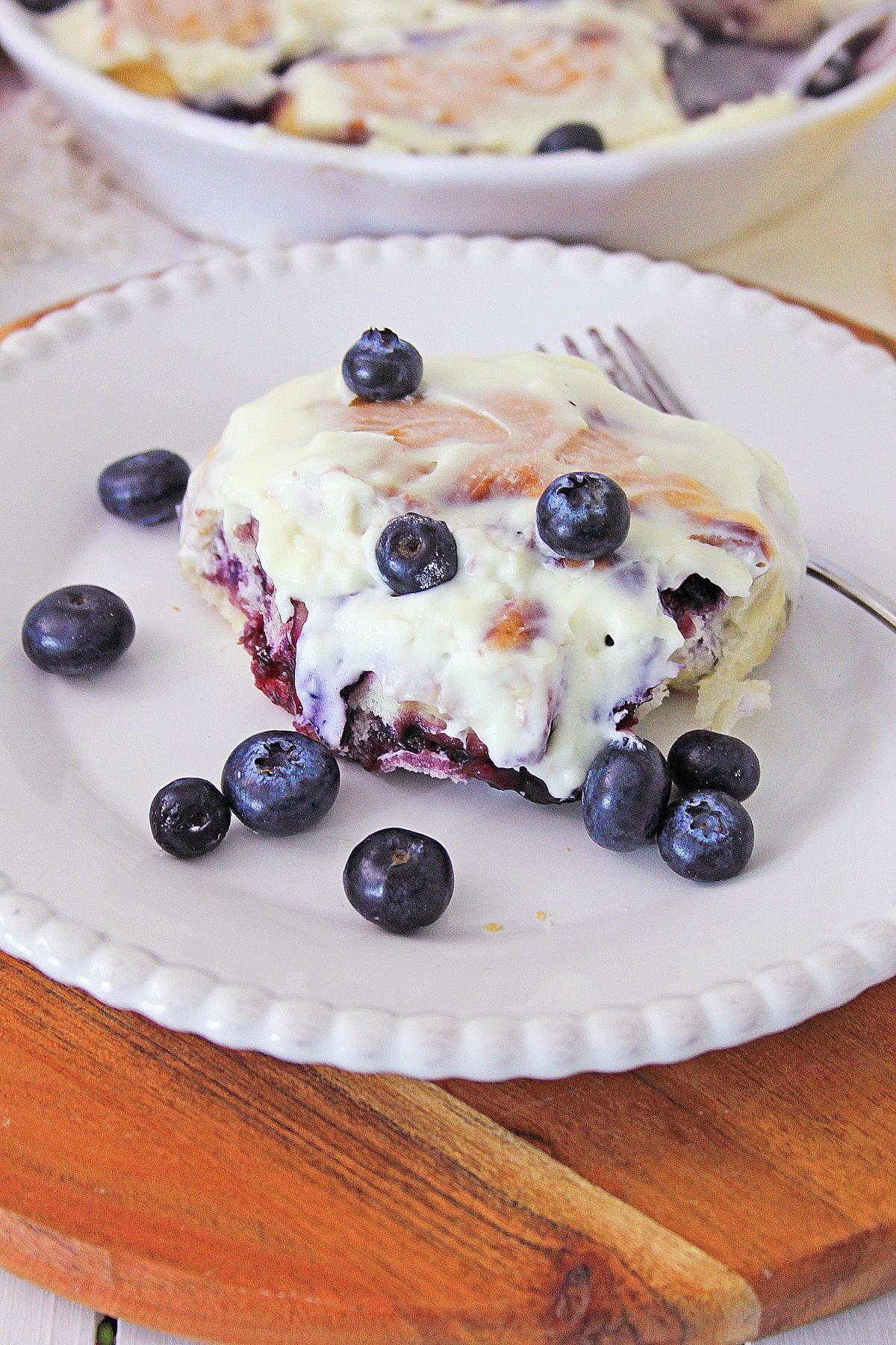 Blueberry Cinnamon Roll on a plate