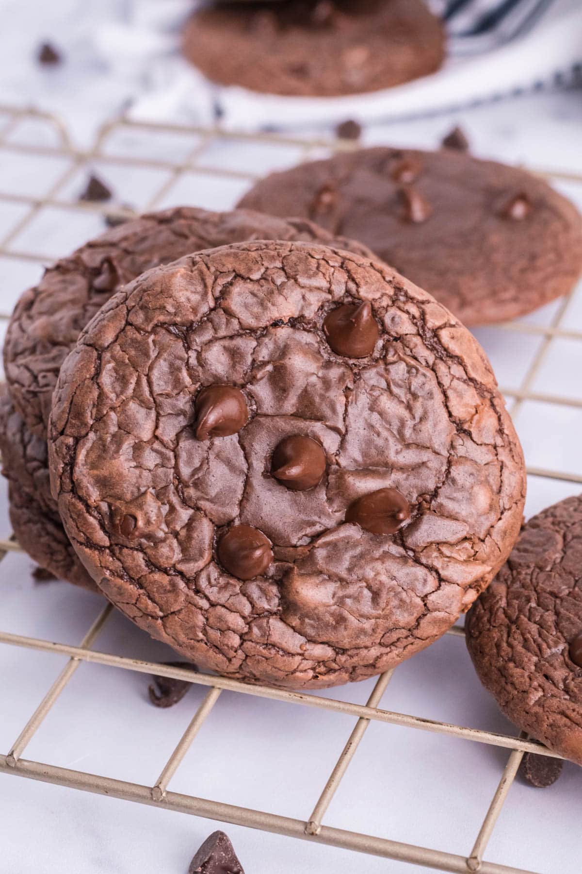 Brownie Mix Cookie on a cooling rack.