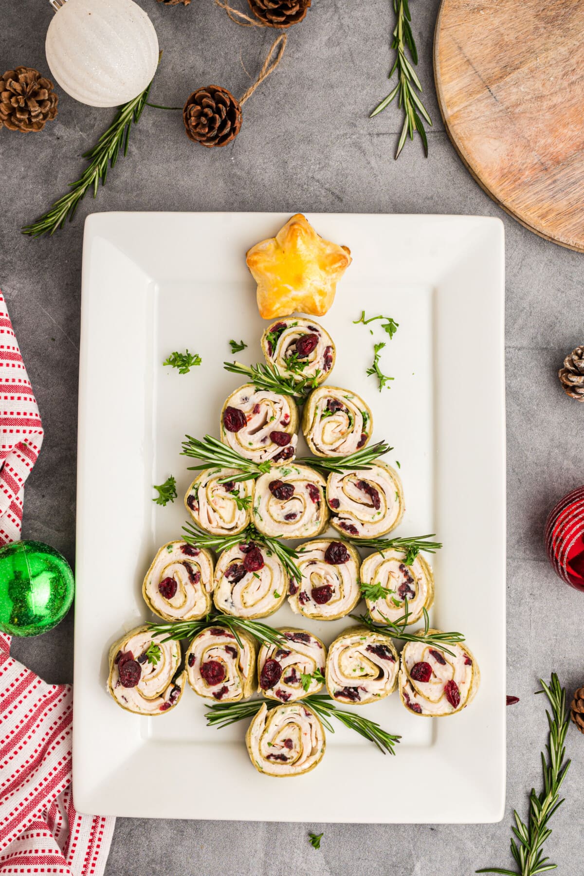 Christmas Tree Appetizer on a white plate