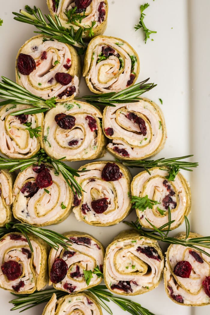 Christmas Tree Appetizer decorated with rosemary and parsley