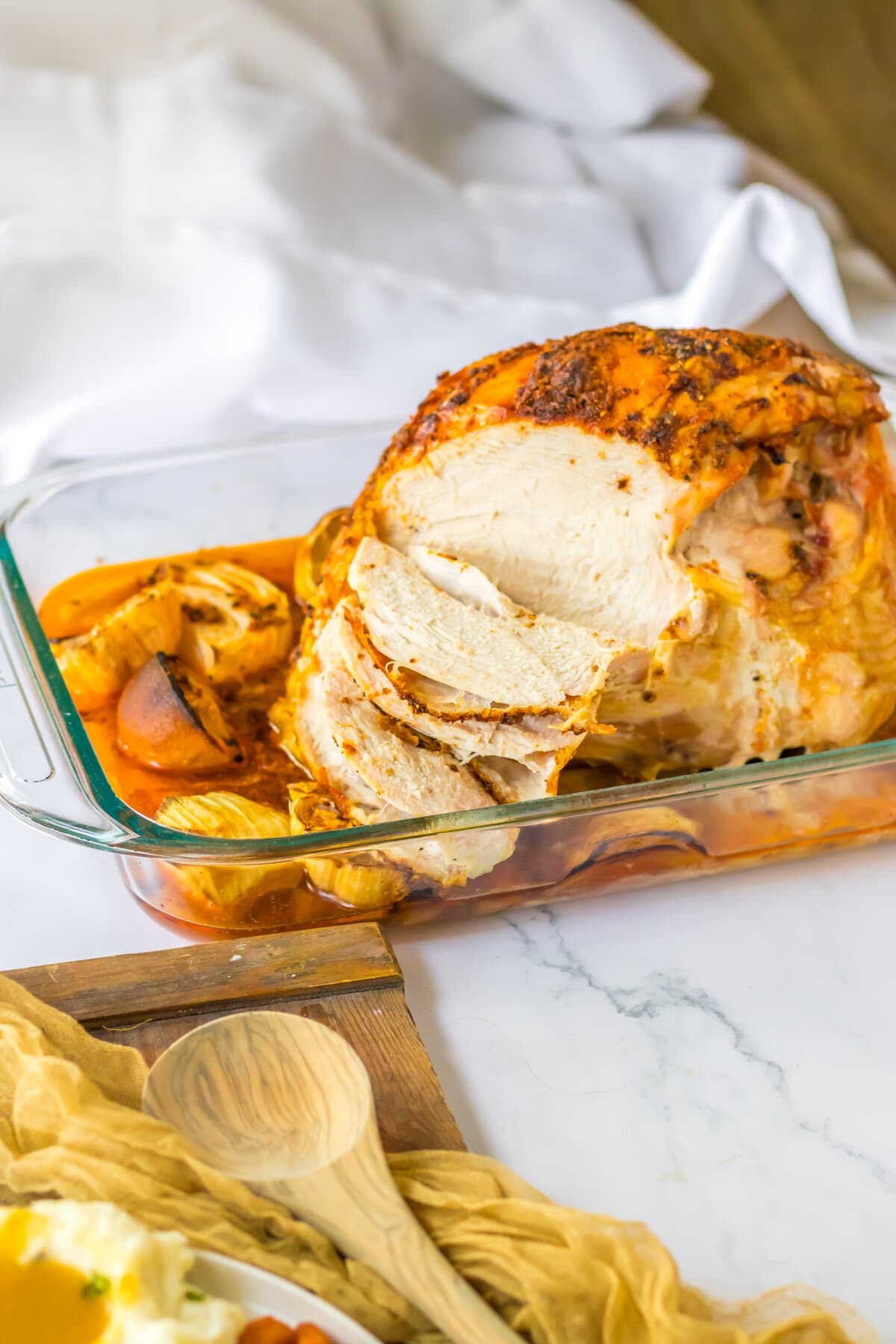 roast turkey breast in a pan