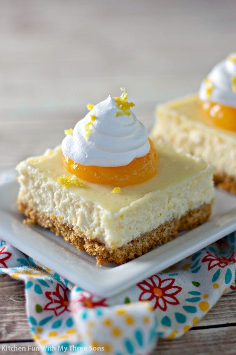 Lemon Cheesecake Bars Recipe | Kitchen Fun With My 3 Sons